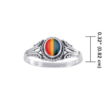 Rainbow / Yin Yang Pride Silver Ring JR207 - Jewelry